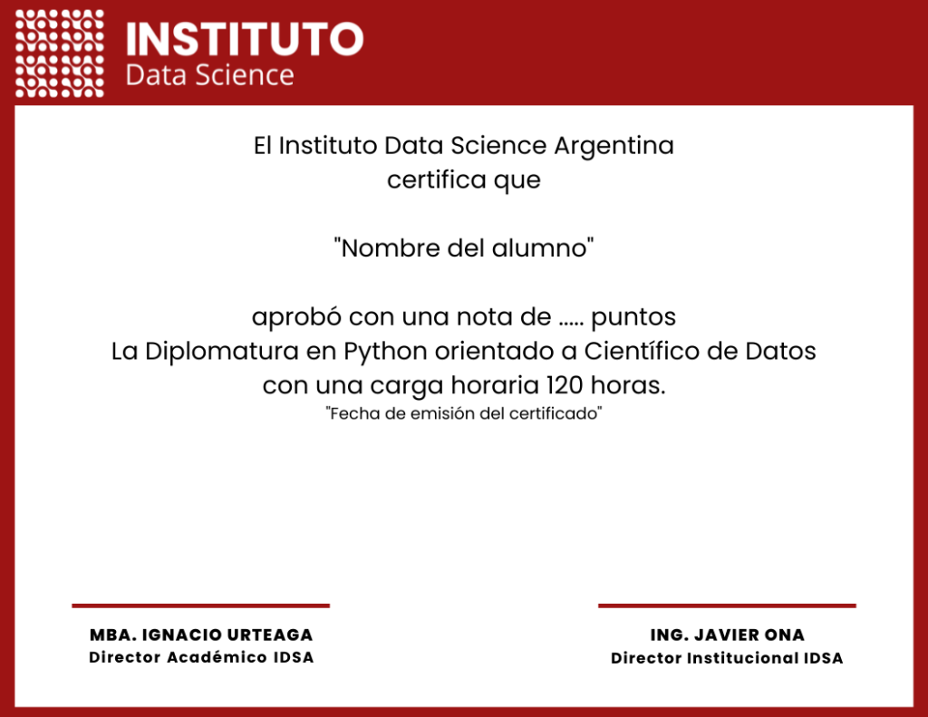 Certificado Python orientado a Científico de Datos
